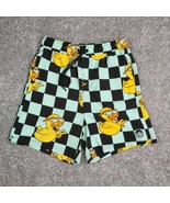 Neff Board Shorts Men Med Green Checkered Rubber Duck Pockets Hybrid Bea... - £13.36 GBP