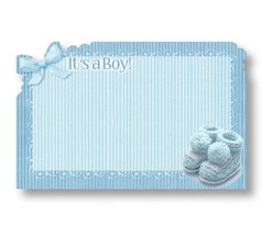 50 Blank Die Cut Its a Boy Baby Blue Enclosure Cards and Envelopes for Notes - £15.59 GBP