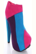 NEW Kiss and Tell Calida-09 Colorblock Almond Toe Fuchsia Bootie size 5.... - $9.99