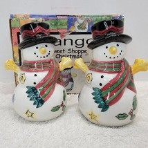 SANGO The Sweet Shoppe Christmas Snowman Sue Zipkin Salt &amp; Pepper Shaker Set 4½&quot; - £12.44 GBP