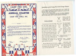 Camp Fire Girl Annual Charter Certificate 1964 &amp; Symbolism Camp Fire Gir... - £29.64 GBP