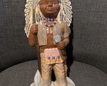 CERAMIC MOLD HAND-PAINTED STATUE NATIVE AMERICAN INDIAN CHIEF 14&quot; ANTIQU... - £51.37 GBP