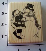 SANTA DRESSING SNOWMAN NEW mounted rubber stamp - £7.13 GBP