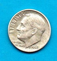 1963 D Roosevelt Dime - Silver -90% Very near Uncirculated - $6.00