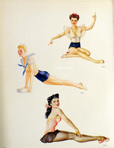 Vargas 2 Sided 9 X12 Pinup Girl Sexy Hotties Exercising Frm 1944 Varga Paintings! - £7.60 GBP
