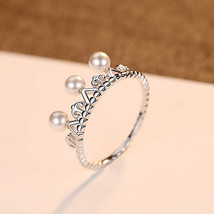 S925 Silver Women&#39;s Ring 4Mm Plastic Bead Women&#39;s Silver US9 - $16.85