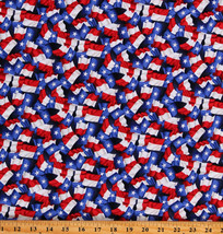 Cotton Texas State Flag All Over Red White Blue Cotton Fabric Print BTY D406.34 - £11.20 GBP