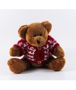 Chrisha Creations Plush Bear 2004 Brown Maroon &amp; White Sweater Jointed L... - £9.39 GBP