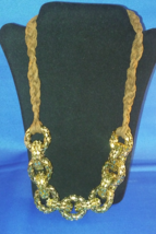 necklace, braided with gold rings - £15.97 GBP