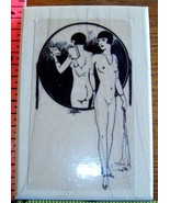 NUDE FRENCH LADY IN VINTAGE MIRROR mounted rubber stamp - $10.80