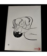 Vtg American National Red Cross Basic First Aid Drawing 2 Side Ephemera ... - $29.99