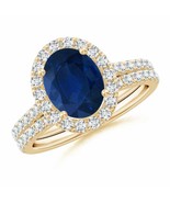 ANGARA 2.71Ct Natural Blue Sapphire and Diamond Bridal Set in 14K Solid ... - £2,393.60 GBP