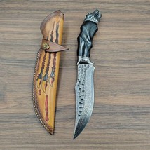 75 Layer Damascus VG10 Hunting Knife Handmade Survival Bowie Knife Black Blade - £115.11 GBP