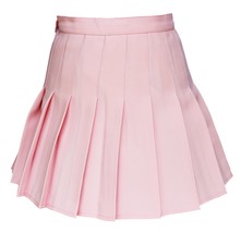 Women High Waist Solid Pleated Mini Slim Single Tennis Skirts ( L, Pink) - £19.83 GBP