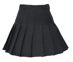 Women High Waist Solid Pleated Mini Slim Single Tennis Skirts (S, Black) - £18.91 GBP