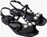Melissa + Jason Wu White Daisy Beaded T-Stap Flat Jelly Sandals sz 9 New - £39.07 GBP