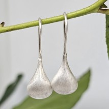 925 Sterling Silver - Brushed Silver Teardrop Drop Earrings - £22.36 GBP