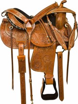 ANTIQUESADDLE New Western Leather Comfy Barrel Racing Horse Saddle Size: 12&quot;-18&quot; - £392.67 GBP+