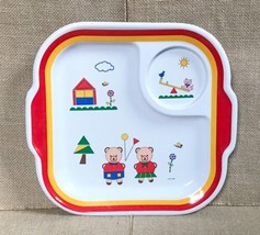 Vintage 1986 Peco Teddy Bear Fun Square Melamine Plate w Cup Holder - £7.91 GBP