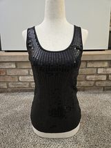 Express Vtg Y2K Black Sequin Tank Top Womans Sz Medium Fairy Whimsigoth ... - $27.72