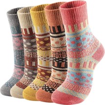 5 Pairs Socks for Women Winter Socks for Women Cold Weather Thick Cozy Knit Warm - £11.41 GBP