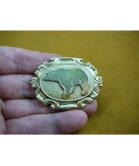 (B-bear-373) walking Grizzly bear oval scrolled brass pin pendant love b... - $337.37 MXN