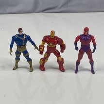 Marvel Avengers &amp; X-Men Metal Diecast Lot x3 90s Toy Iron Man Cyclops &amp; Magneto - £11.19 GBP