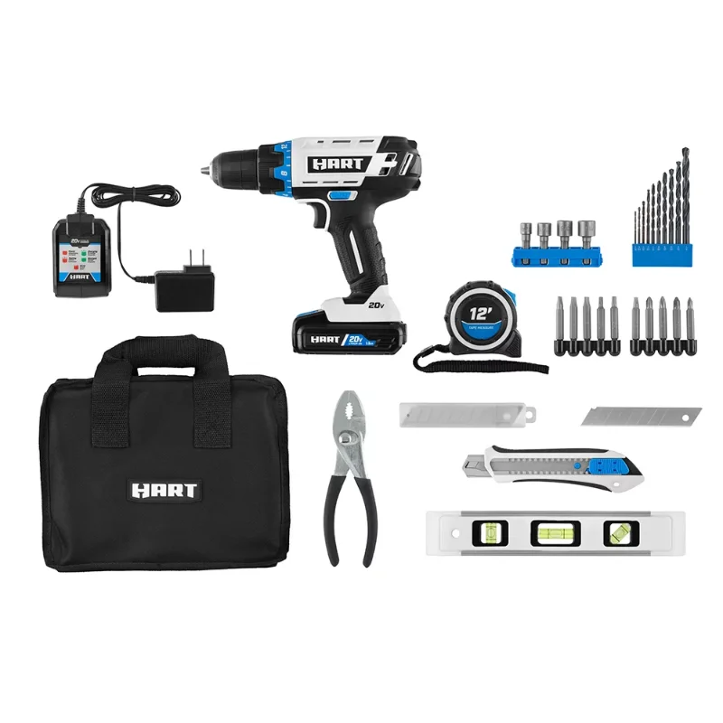 HART 20-Volt Cordless 36-Piece Project Kit, 3/8-inch Drill/Driver and 10-inch St - £157.02 GBP