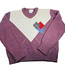 Argyle Wool Vneck Sweater Maroon Gray Long Sleeve Mens Size XL McGregor ... - £19.54 GBP
