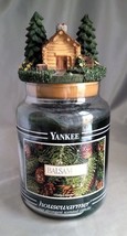 Yankee Candle BALSAM FIR Housewarmer 22 oz. Jar Candle w/ Log Cabin Tree Topper - £27.34 GBP