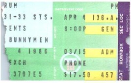 Echo and Bunnymen Ticket Stub April 4 1986 Philadelphia Pennsylvania - £13.24 GBP