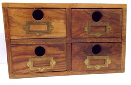 VTG Western Style WOOD Storage File Box Desk Trinket Jewelry Brass Trim ESTATE - £97.57 GBP