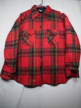 Kings Road Shirt Mens Plaid Wool Blend Red Green Black Button Front VTG - £21.69 GBP