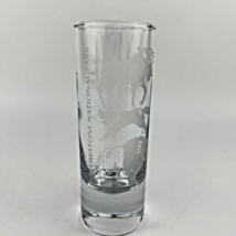 Vintage Yellowstone National Park Shot Glass Etched Buffalo Moose Wolf - £14.94 GBP