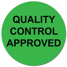 1 Inch Circle, Quality Control Approved, Green Dayglo, Roll of 100 Labels - $11.64