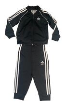 Adidas Baby Track Suit 2pc Black White Stripes Size 12M Jacket Pants - $9.89