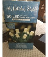 Holiday Style 50 Led Dome Mini Lights Warm White Bulbs Green Wire-NEW-SH... - $32.55