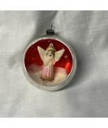 Vintage Mercury Glass Indented Diorama Christmas Ornament Japan Angel - $755.65 MXN