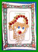 Christmas PIN #0270 Santa Claus Head/Face Rhinestone/Crystals HOLIDAY - £15.65 GBP