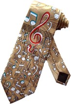 Music Notes Staff Score Necktie Clefs Conductor Orchestra Concert - Gold - One - £15.90 GBP