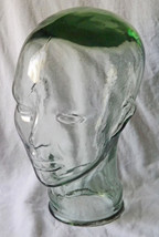 20th Century Aqua Glass Lifesize Head Hat/Wig Stand - £78.62 GBP