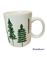 Starbucks Coffee Mug Cup Christmas Holiday 2015 12 oz Green &amp; White Trees - $14.78