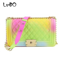 LUCDO 2022 New Fashion Colorful Jelly Female&#39;s Crossbody Bag High Quality Chains - £45.23 GBP