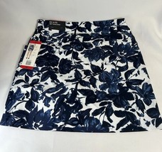 SC &amp; Co Skort Blue Leaf Print Skirt Tummy Control 18” Pockets New With Tags - £19.71 GBP