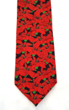 Keith Daniels Christmas Tie Mens Classic Style Poinsettias Polyester Multicolor - £12.02 GBP
