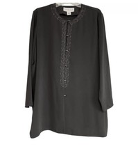 Maggie McNaughton Womens Tunic Top 1X Plus Black Paisley Toggle 3/4 Slee... - $19.68