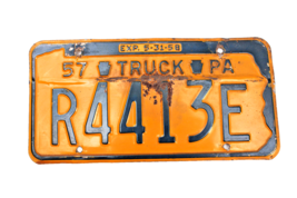 Vintage Antique 57 Truck Pa License Plate R4413E Garage Man Cave Decor - £18.37 GBP