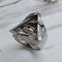 Vintage Egyptian The Eye of Horus Ring Men Stainless Steel Freemason Illuminati  - £8.34 GBP