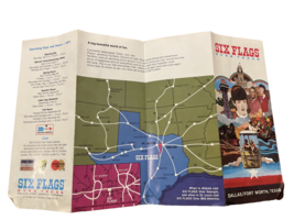Six Flags Over Texas Vintage Brochure Fold Out Map Advertising 1970s 1971 - $555.47 MXN