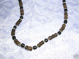 New Dark Brown &amp; Black Coco Beads 16&quot; Beaded Choker Surfer Girl Necklace Strand - £4.74 GBP